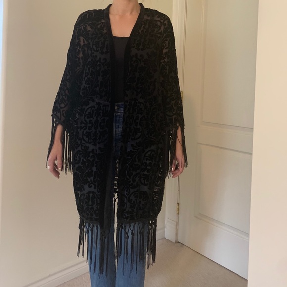 Zara Boho Black cut velvet kimono - Picture 7 of 11